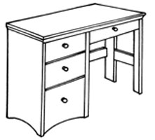 Shaker Open Leg Pedestal Desk w\/2 Box Drawers, 1 File Drawer & Pencil Drawer, 45"W